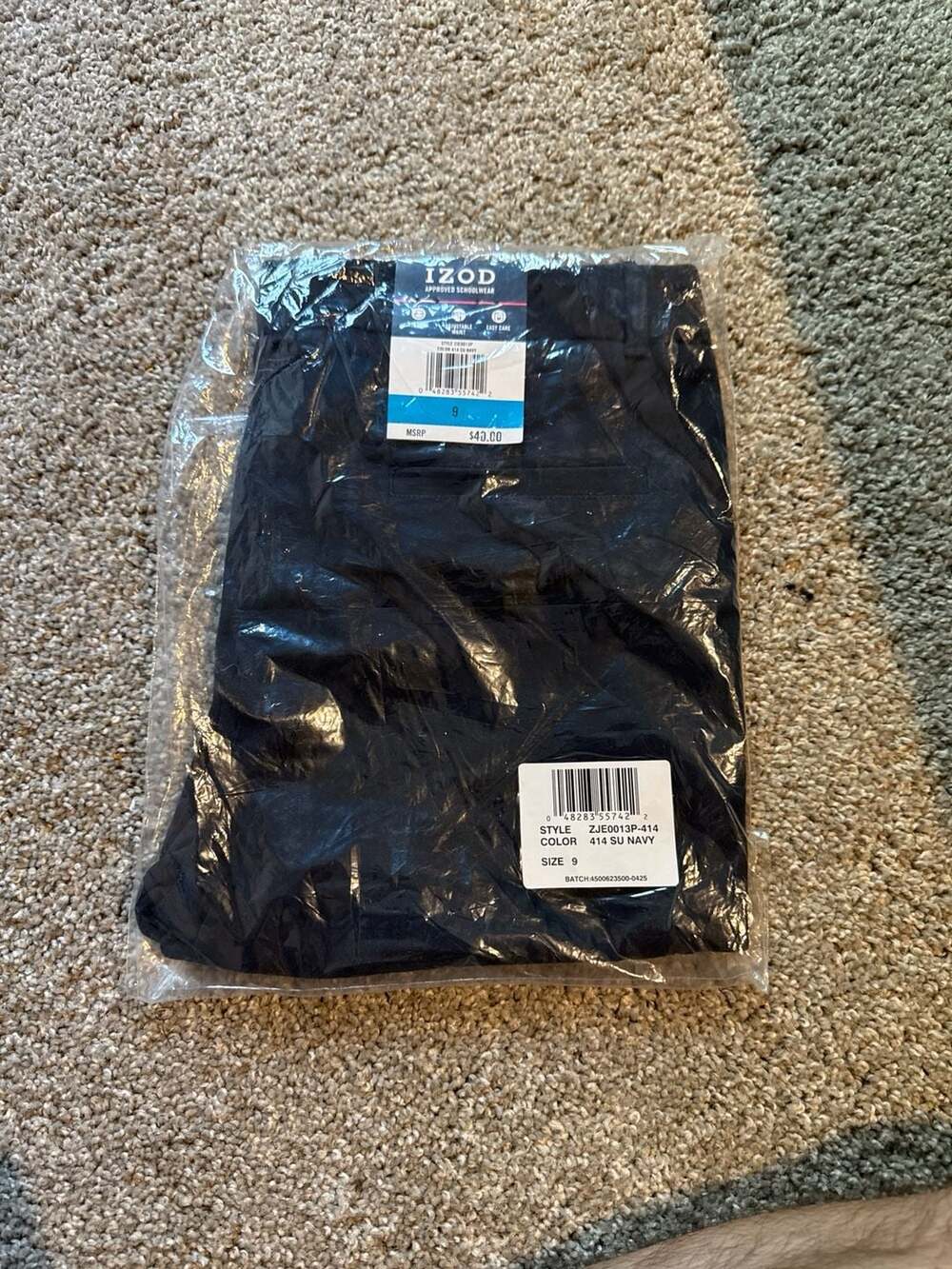 IZOD Girls School Uniform Stretch Skinny Pants, Navy, Size 9